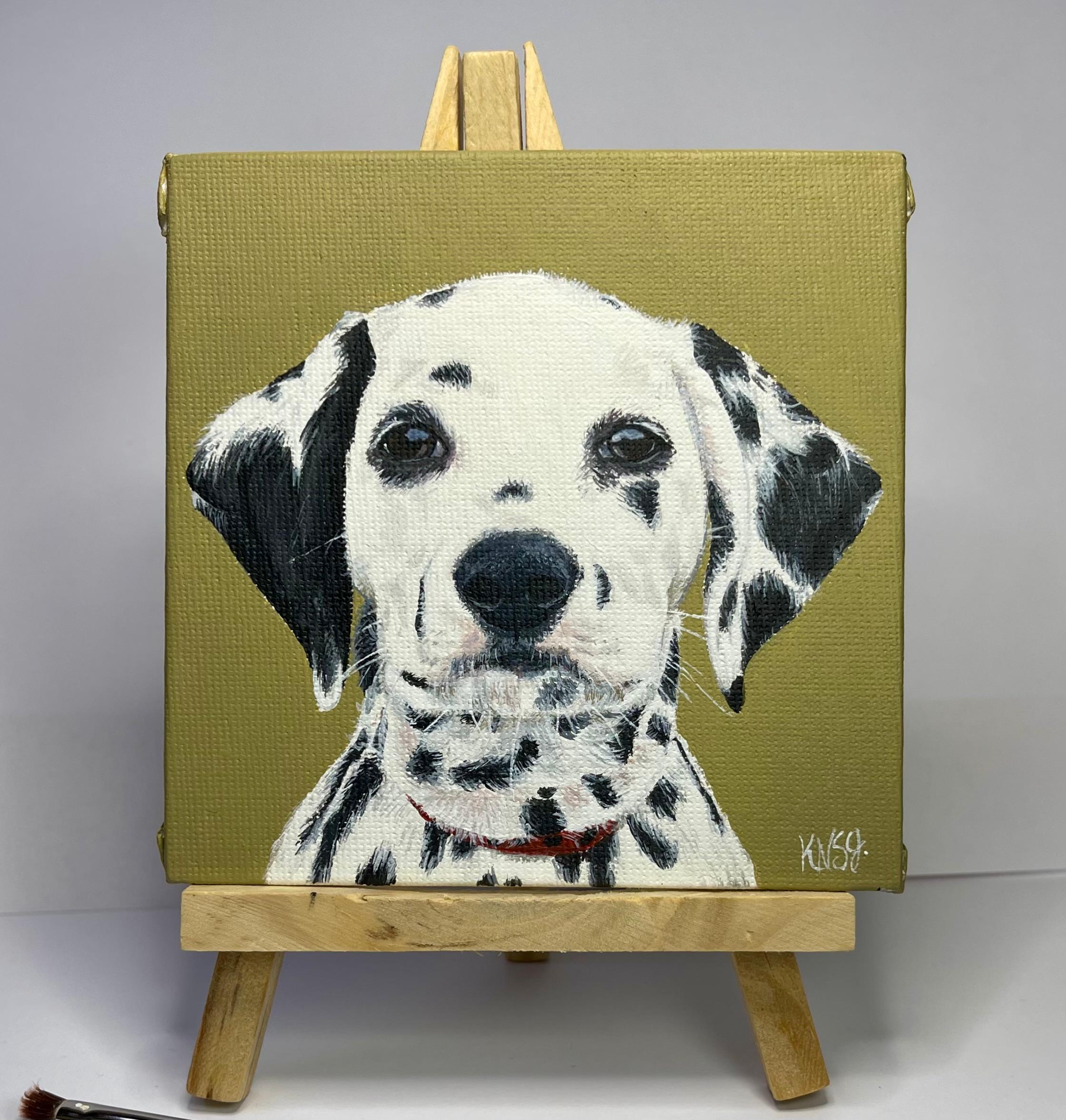 Hand-painted pet portrait of Dalmatian